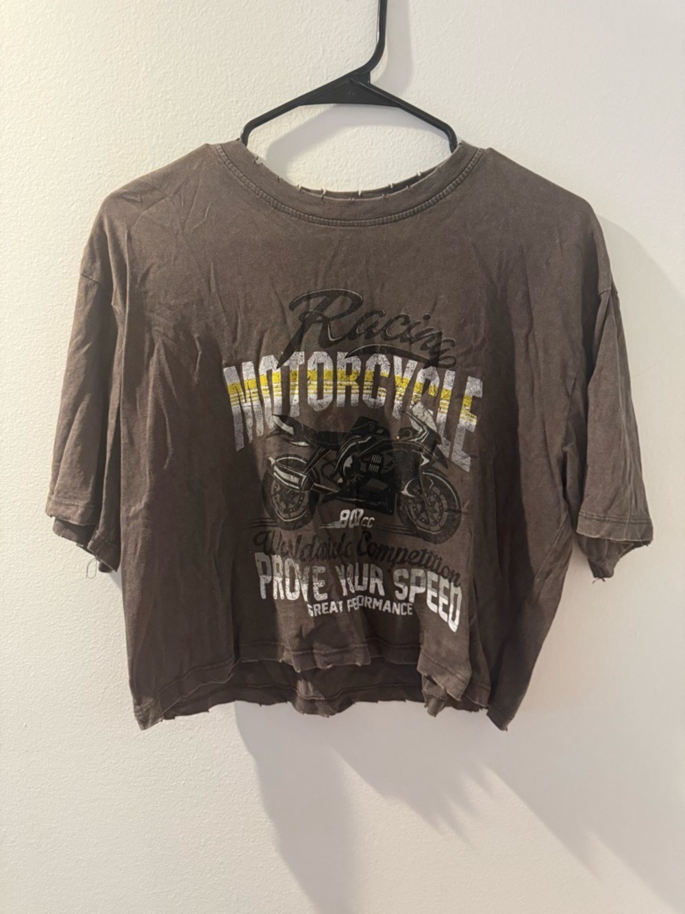 Women’s Brown Motorcycle Graphic Short Sleeve Tee